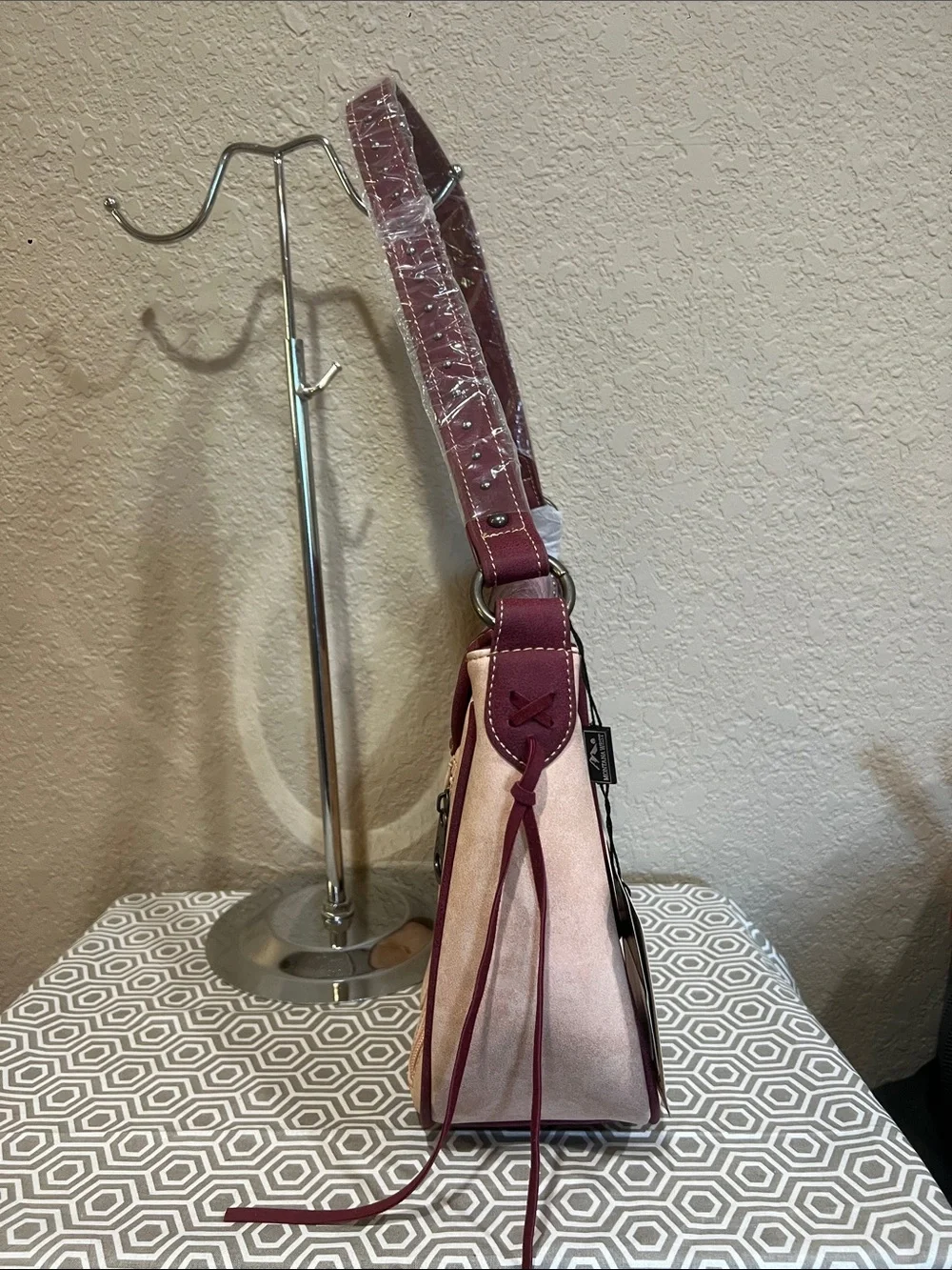 Montana West Studded Two-Tone Pink & Purple Shoulder Bag conceal carry option